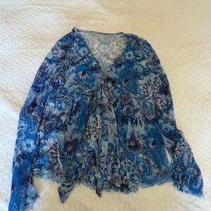 SHEIN Blue Floral Blouse
